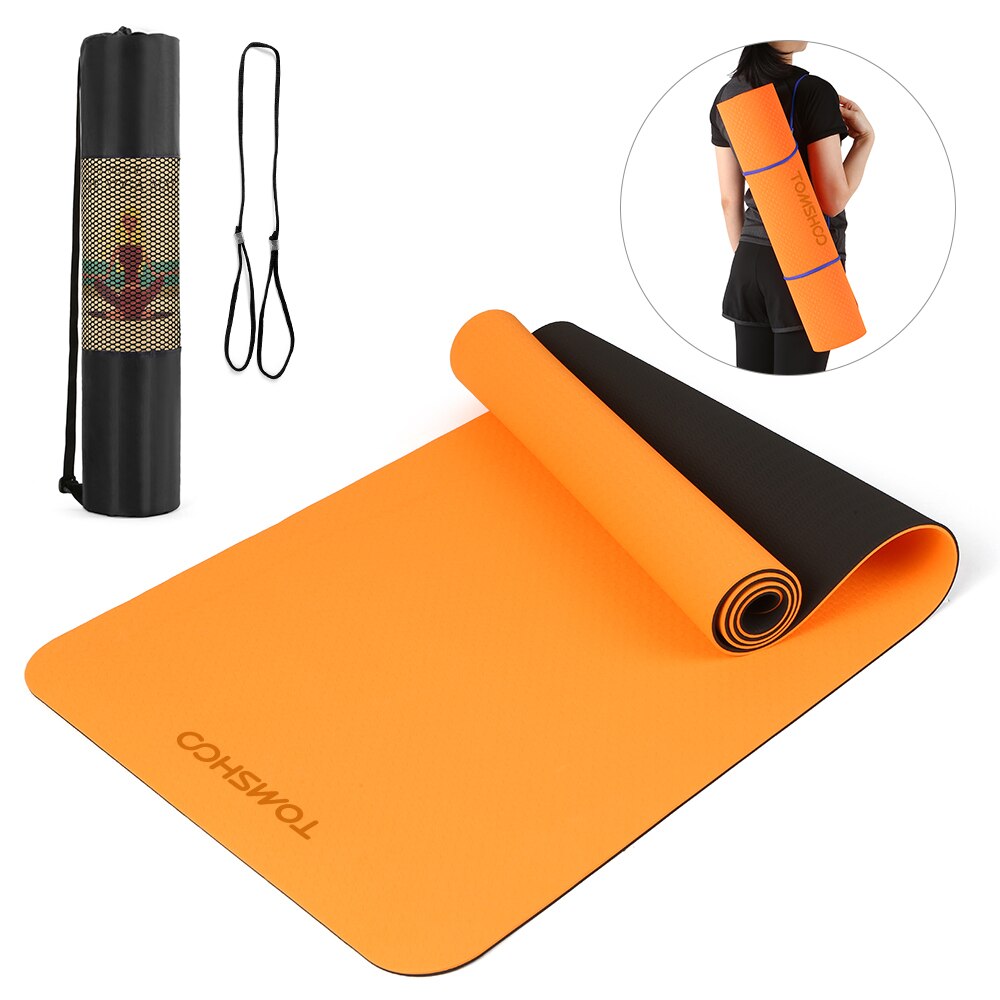 Tomshoo 1830*610*8mm yogamåtte tyk sportsmåtte skridsikker træningsmåtte til fitness træning gymnastikmåtter tæppemåtte yoga: Orange