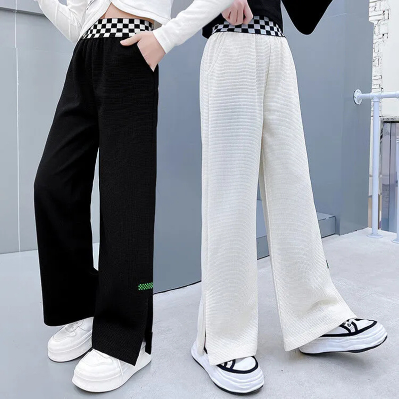 Pantaloni per ragazze adolescenti pantaloni a gamba larga 2022 primavera estate Fashion Design Cotton 4 6 8 10 12 14 15 anni pantaloni sportivi per bambini