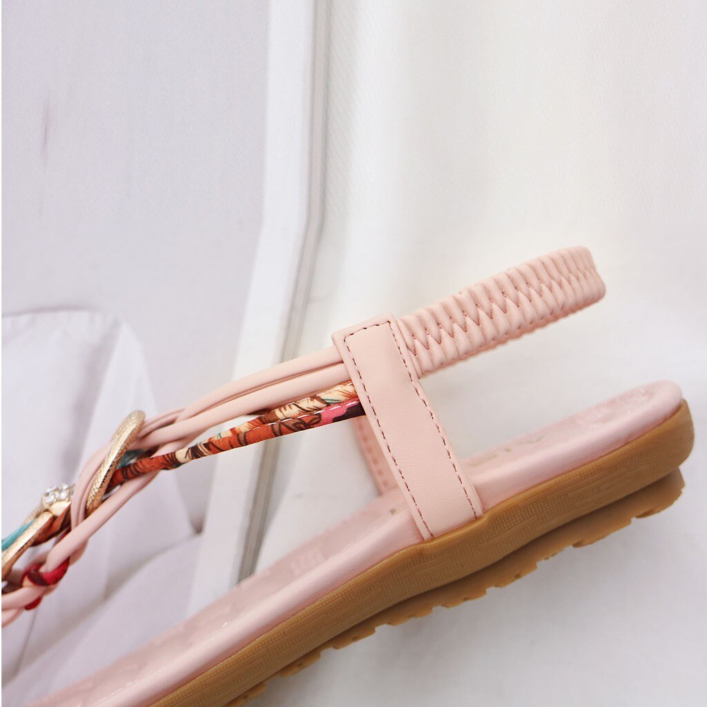 Sandalias De Mujer, Sandalias planas con cuentas bohemias para Mujer, Sandalias planas con cristales, Sandalias para Mujer, Verano De Cuero #3