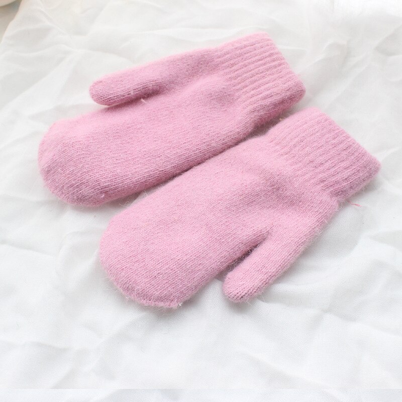Sparsil Frauen Volle Finger Wolle Warme Handschuhe Winter Verdicken Kalt-beweis Plüsch Handschuhe 2 Schicht Gestrickte Handschuh Weibliche Herbst guantes: Rosa