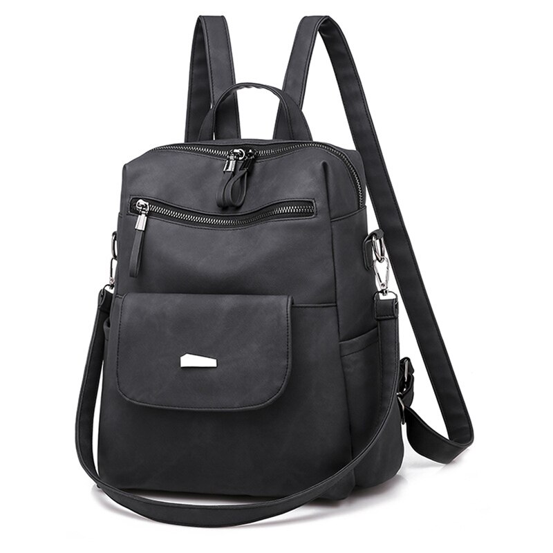 Lederen Rugzak Vrouwen Schoudertas Vintage Rugzak Reizen Rugzakken Voor School Tieners Meisjes Rugzak Vrouwen Mochila Feminina: black