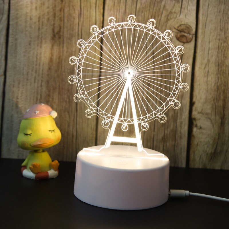 3d acryl usb led nachtlampjes voor op tafel, slaaplamp, thuiskantoor, wereldbol, kinderkamer, valentijnsdagdecoratie: En