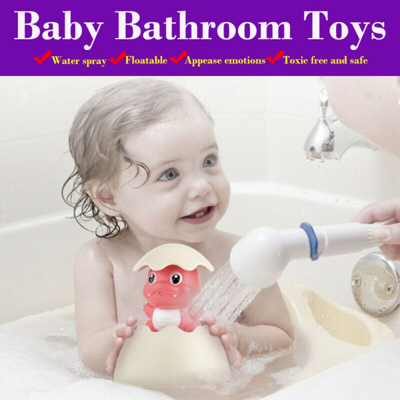Juguete de baño para niños, juguete de baño flotante, huevo rociador, juguete de dinosaurio para jugar en el agua