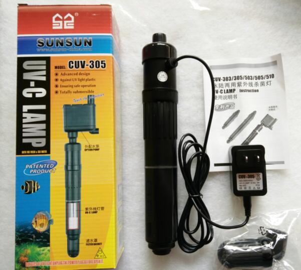 Aquarium UV Submersible Sterilizer, Water Clarifier UVC Germicidal CUV-305, Eradicates green algae 50~400 litres fish tank: CUV-305