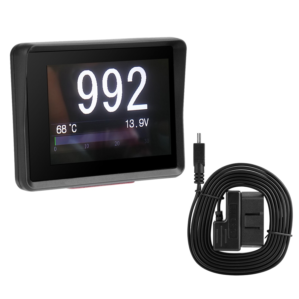 Coche OBD Multi-función medidor Digital de temperatura de voltaje de velocidad de visualización HUD reloj de coche led digital Reloj de coche accesorios de coche