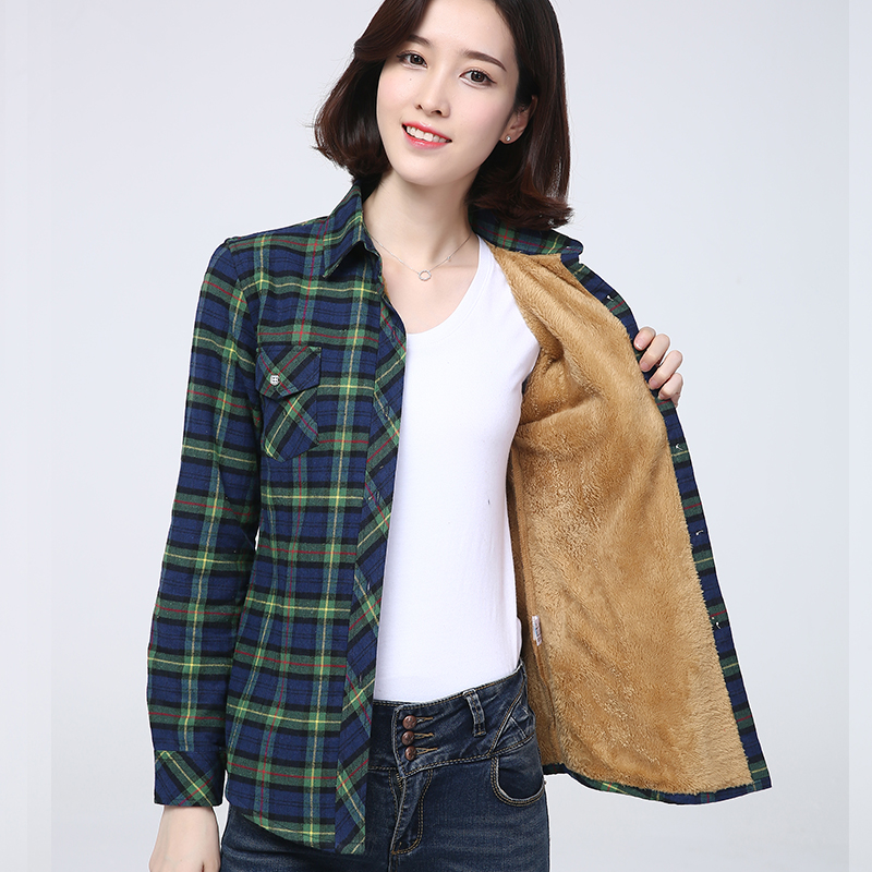 2023 inverno nuovo più spesso camicia scozzese calda da donna cappotto Lady Casual giacca in pile di velluto Top vestiti caldi delle donne tuta sportiva