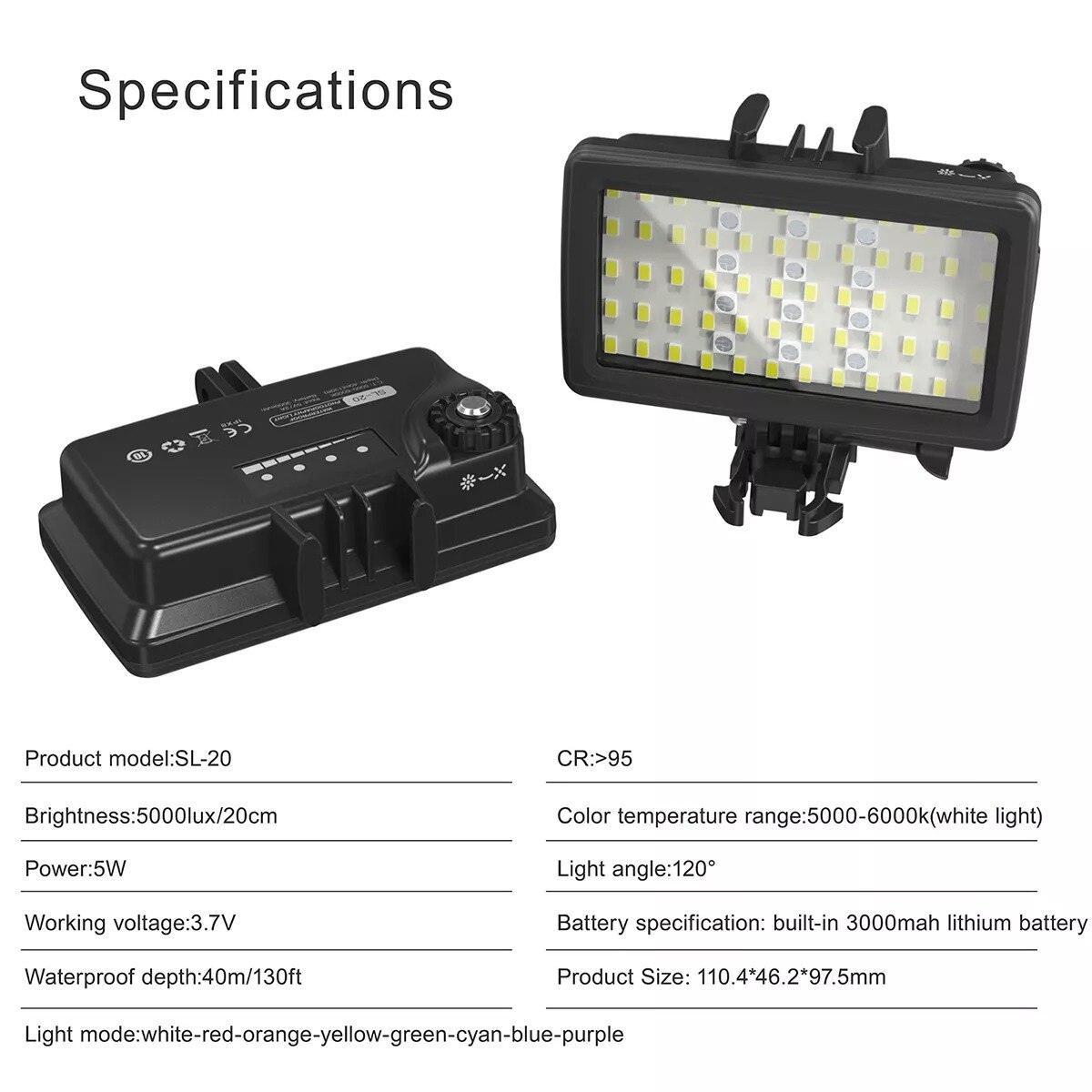 Fill light diving photography light 72 LED High Power Dimmable Waterprooffor DSLR Camera Vlog Photography Light Accessories