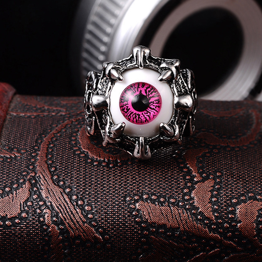 Anillos con forma de ojo de diablo para hombres y mujeres, anillo de ojo de Diablo, Punk, Hip Hop, Rock, Retro: Blue