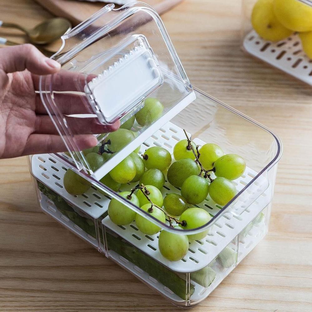 Nevera contenedores de almacenamiento de alimentos con tapas para cocina tanque de sellado de plástico separado fruta vegetal fresca caja grande Ml