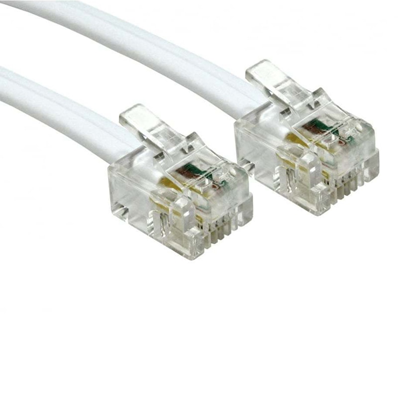 5m 4 Pin ADSL DSL Router Modem Phone RJ11 To RJ11 Cable Lead 6p4c - WHITE