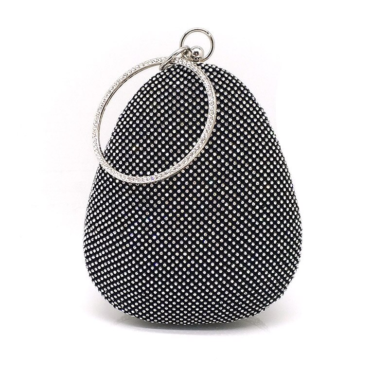 Moda diamantes bolsas feminina festa à noite embraiagens forma de ovo bolsas nupcial festa de casamento bolsa: Black clutch