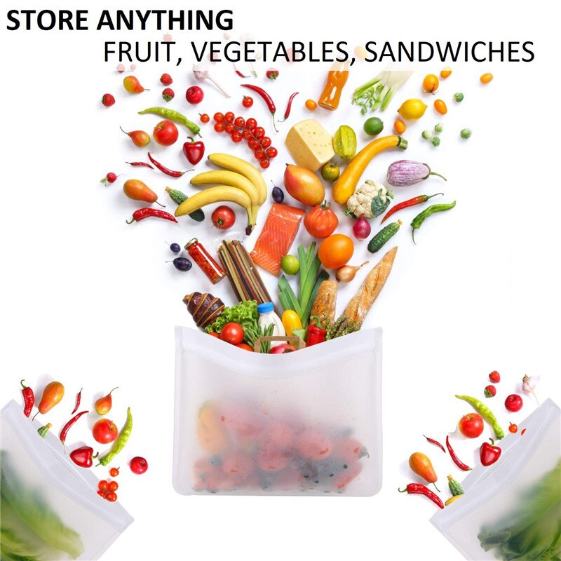 Silicone Voedsel Opslag Container Lekvrij Containers Herbruikbare Stand Up Zip Shut Zakken Cup Verse Zak Voedsel Thuis Keuken Organizer