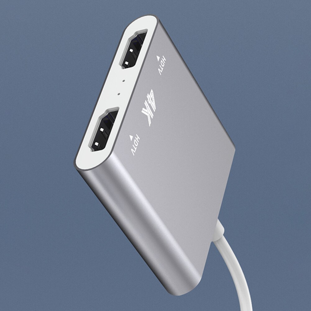 Hd usb c till dubbel hdmi-adapter display möteskonverterare presentation typ-c av spel flera lägen 2 in 1 4k 60hz för android