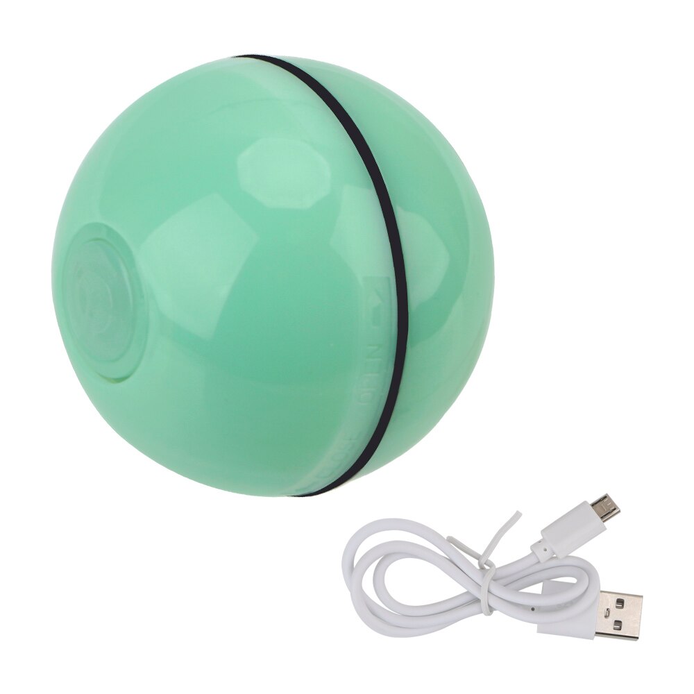 Rullande blixt smart boll usb elektriska husdjur leksaker automatisk roterande smart leksak för katt hund smart interaktiv rullande boll katt leksaker: Elektrisk grön