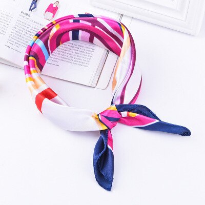 Foulard à rayures pour la tête pour femmes, imprimé, tissu pour cou, étiquette tendance, 50x50cm: TS-3