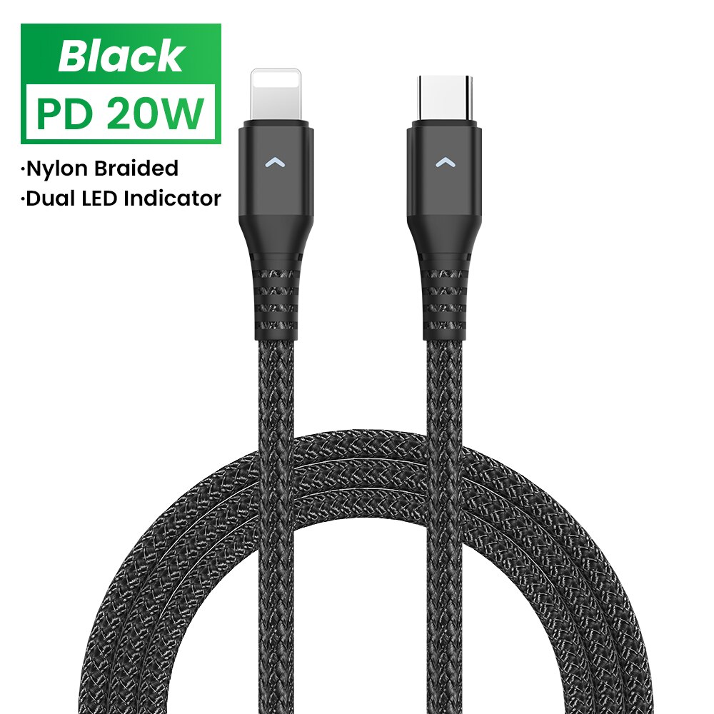 Cavo USB tipo C PD da 20W per iPhone 12 pro 12 mini caricabatterie a ricarica rapida per iPhone 11 XS XR X cavo dati USB C cavo di alimentazione: nero / 180CM