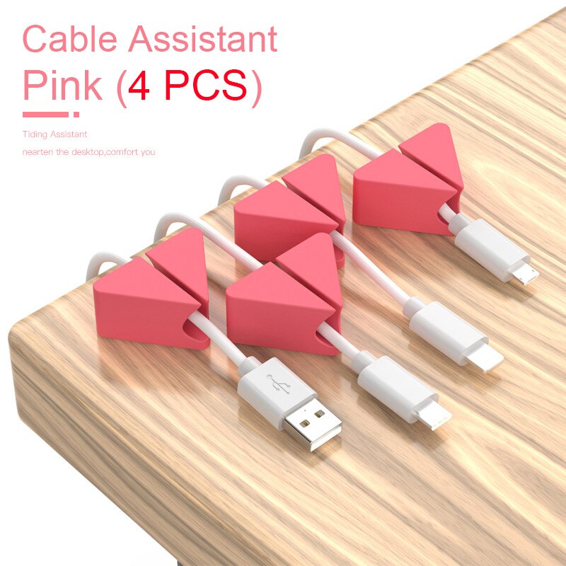 Schreibtisch Organizer Daten Kabel Abschluss Werkzeug Feste praktisch Linie Hub Schnalle nacht Kabel Manager Kopfhörer Abschluss Artefakt: Z01-Rosa-4Stck