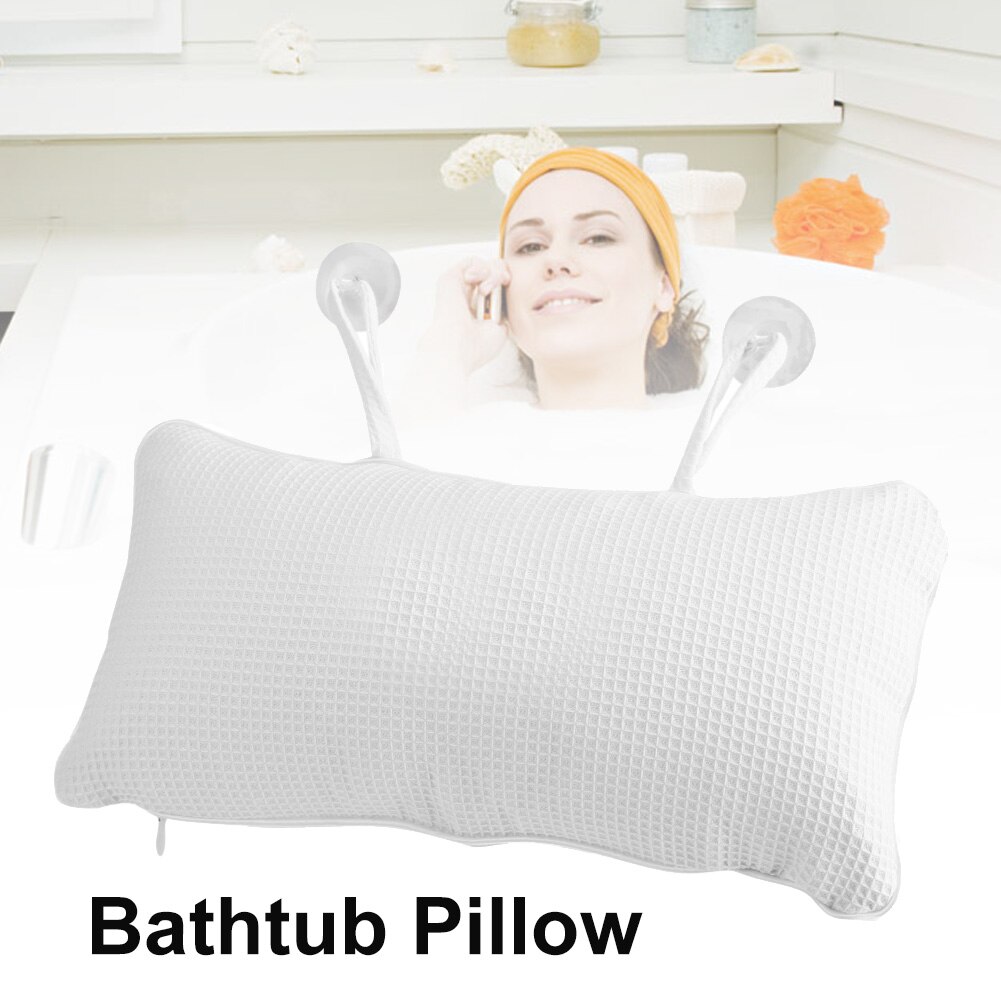 Inflatable Bathroom Pillow Bathtub Spa Bath Neck Rest Cushion with Suction Cups