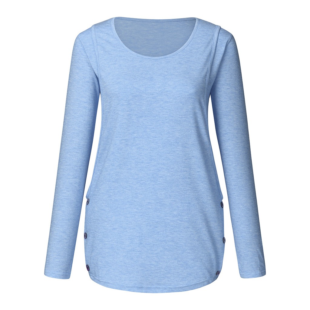 Damen Winter umstandsbluse umstandsbluse herbst seitenknopf tunika damen verlieren langarmshirts kleidung  y924