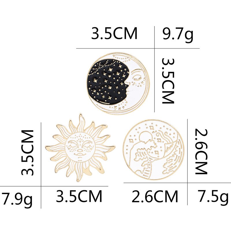 Broches de pulverización de Luna y sol con dibujos animados, alfileres de aleación Punk, insignias de etiqueta para ropa de mujer y niña, para , joyería, novedad