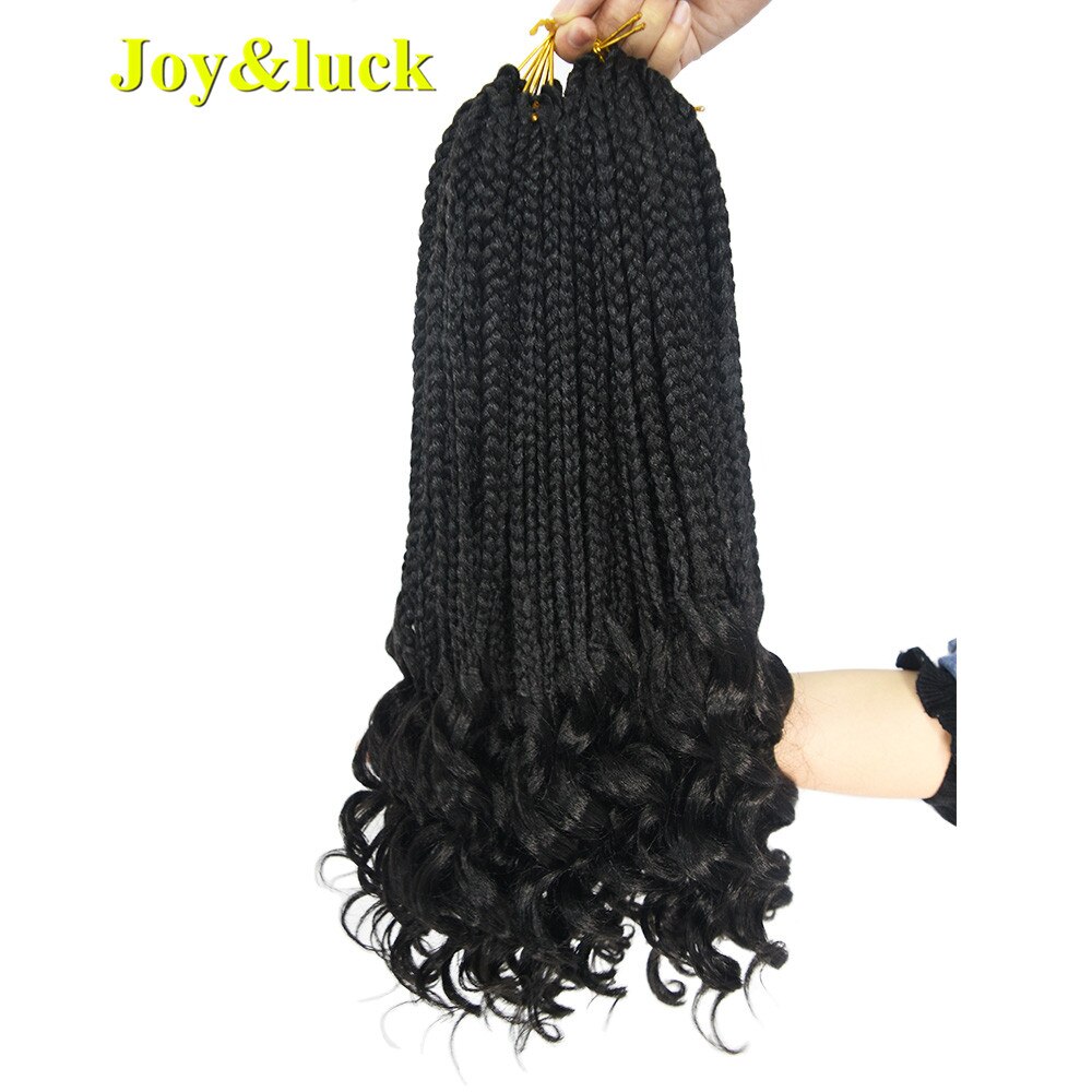 Joy & luck-boîte synthétique longue de 18 pouces | Extensions de cheveux, pointes bouclées, couleur Ombre, Crochet pour tressage, pour femmes