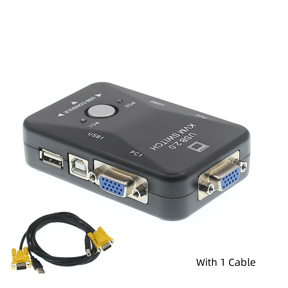 FJDISZWAY 2 Port USB KVM Switch VGA Box PC Monitor KVM Splitter USB2.0 Kabel: With 1 Cable