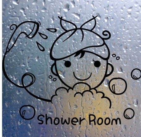 Funny Wall Stickers Bathroom Glass Door Stickers Cute Children Girl Shower Sticker Waterproof Removable Vinyl Decor Decal