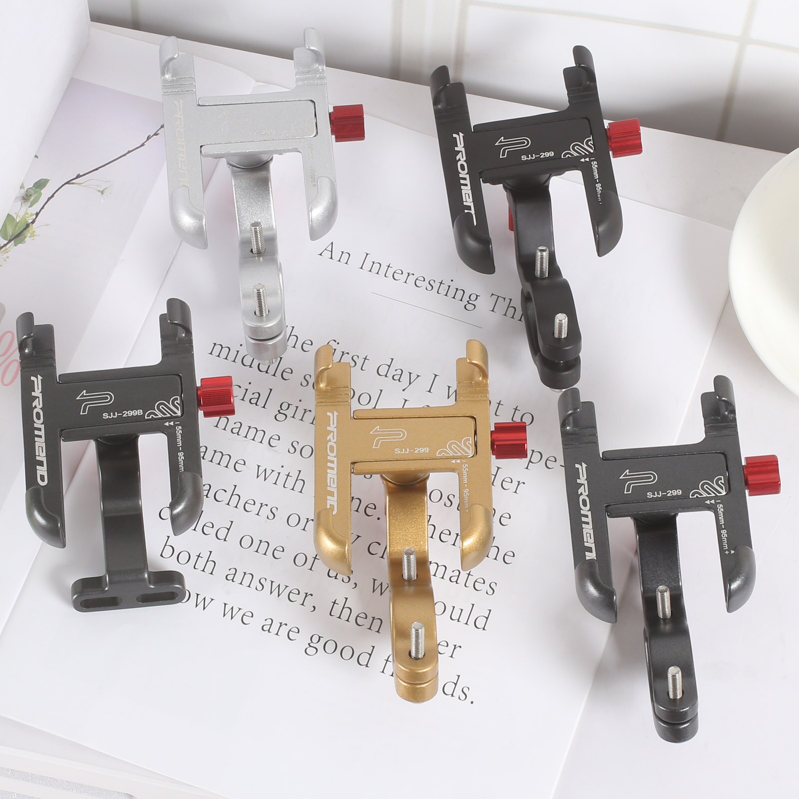 Promend 360 roterbar sykkel mobiltelefon holder aluminium justerbar sykkel holder glidende mtb telefon montere stativ sykkelbrakett