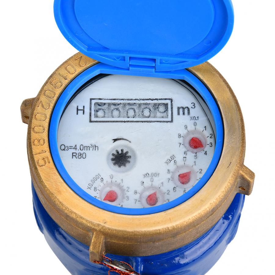 Water Meter LXS-20E 20mm Copper Waterproof Water Tap Meter Gauge Tester for Garden Home Use