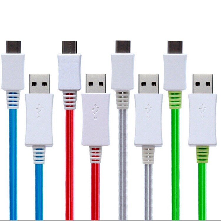 1M luz LED colorida luminosa cargador de teléfono carga sincronización de datos transferencia Cable para teléfono Android