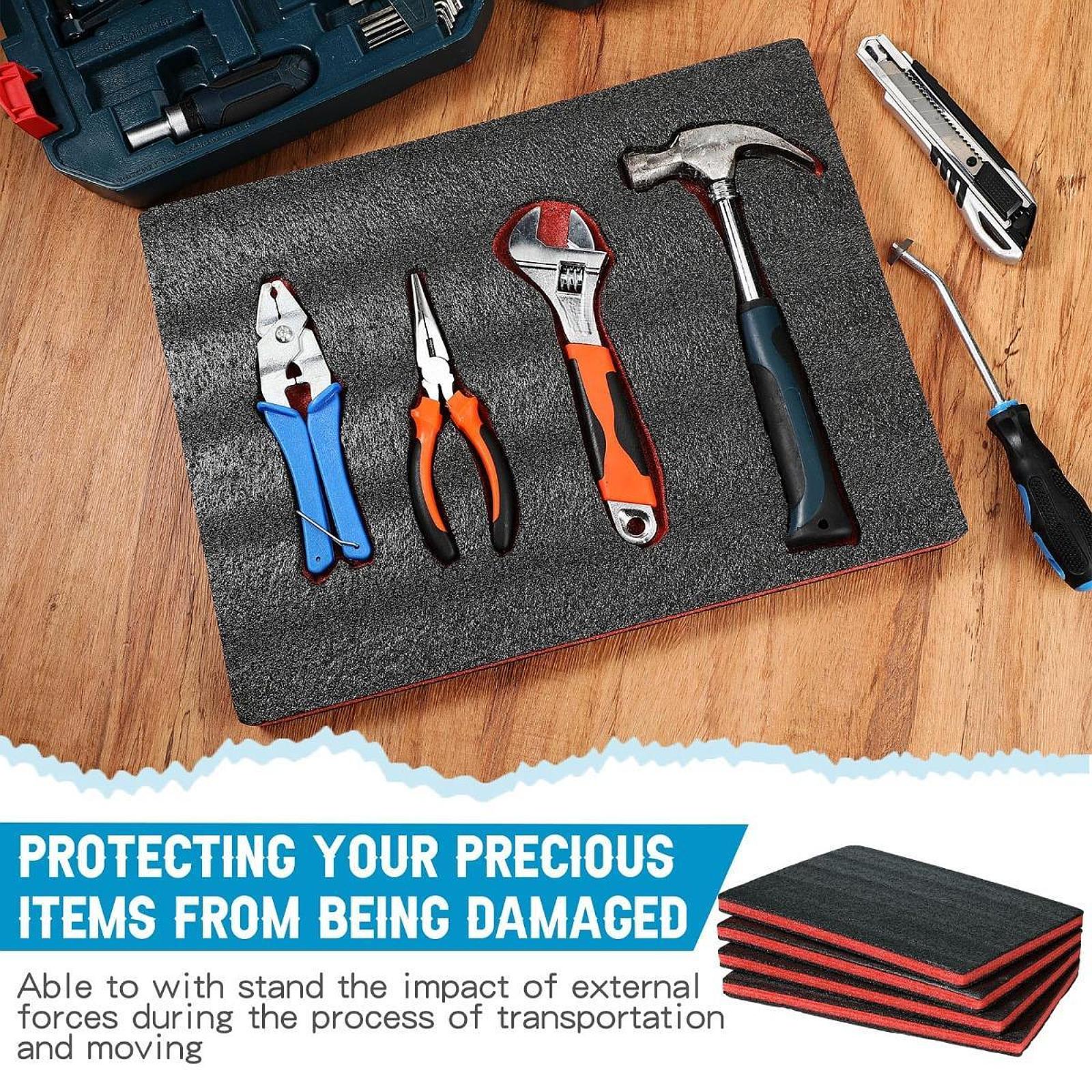 4 Pcs Tool Box Foam Inserts Reusable Epe Foam Toolbox DIY Crafts Padding Tool Box Liner for Storage Tabletop Miniatures Tools