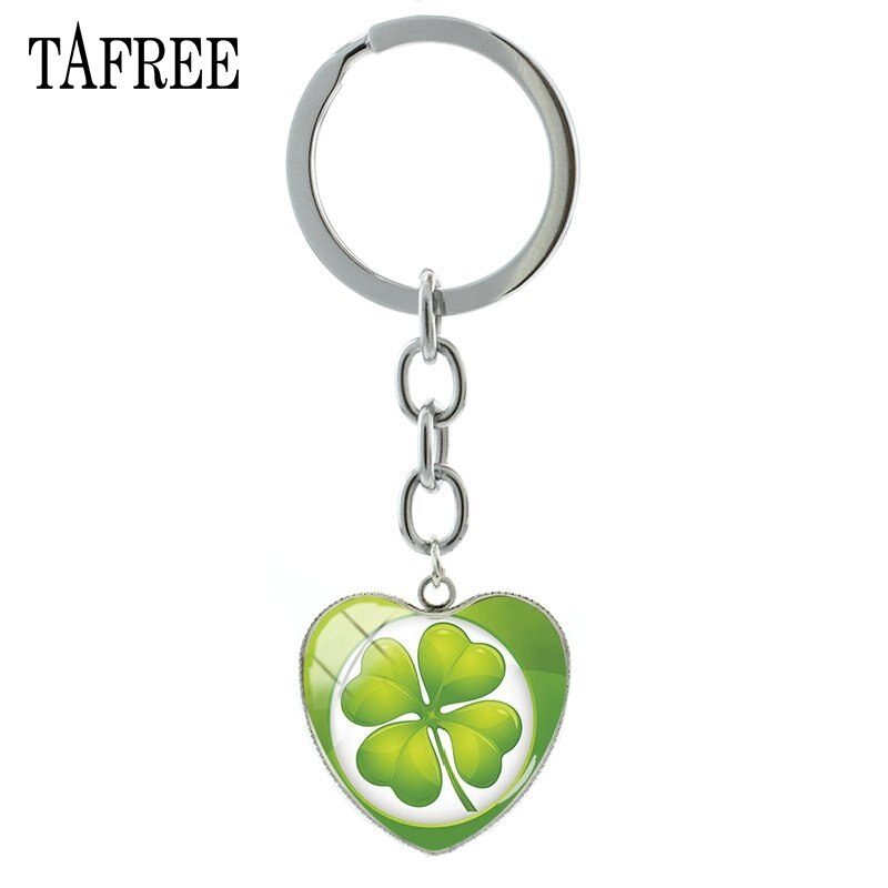 TAFREE Lucky Clover Hart Vorm Sleutelhanger Vlinder Sleutelhanger klavertje Vier Populaire Cabochon Sieraden Voor QF368: QF361