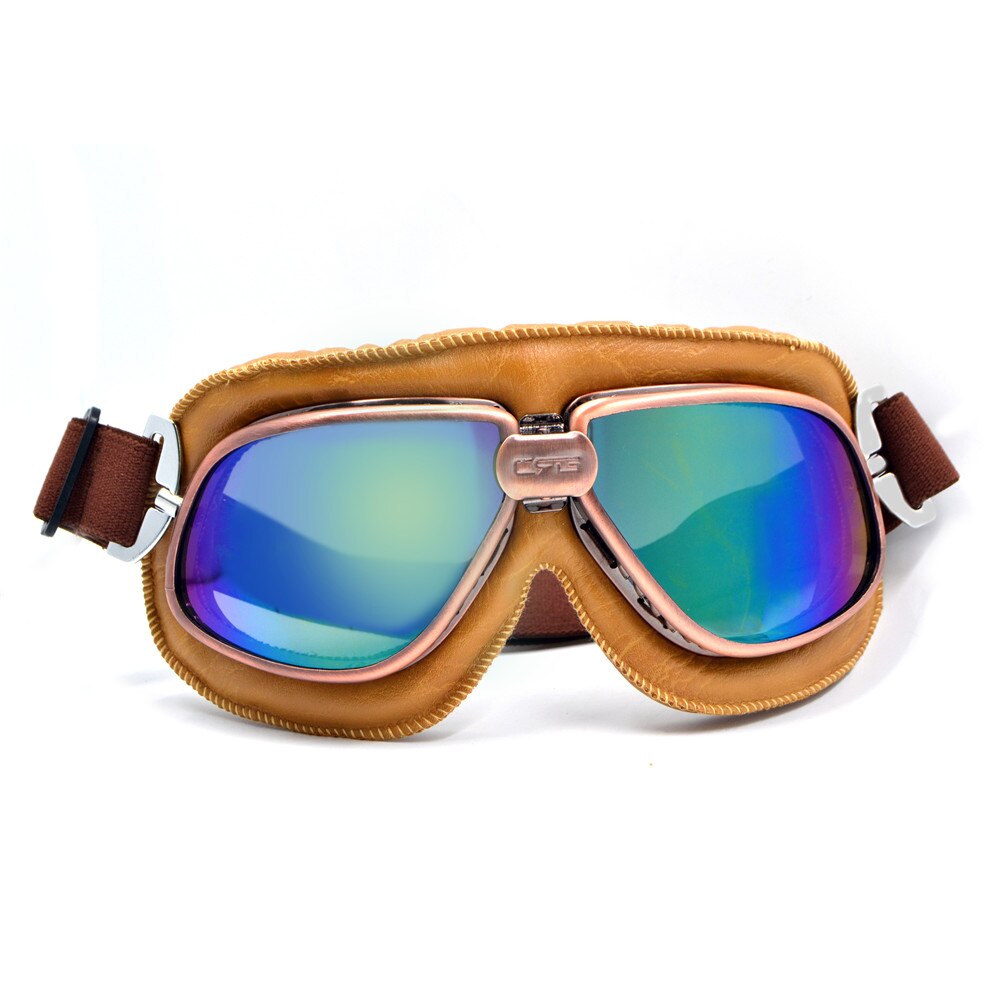 Gafas Retro para motocicleta, lentes clásicas para Moto, Yamaha Pilot Steampunk ATV, casco de cobre: Azul