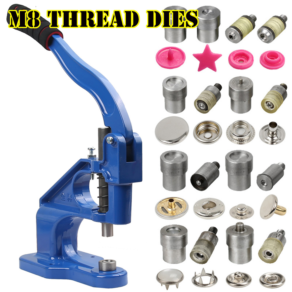 Hand Punch Press Machine Metal Mold For Snap Buttons Double Cap Rivets Eyelet Grommet Tools Dies Leathercraft Sewing Accessorie