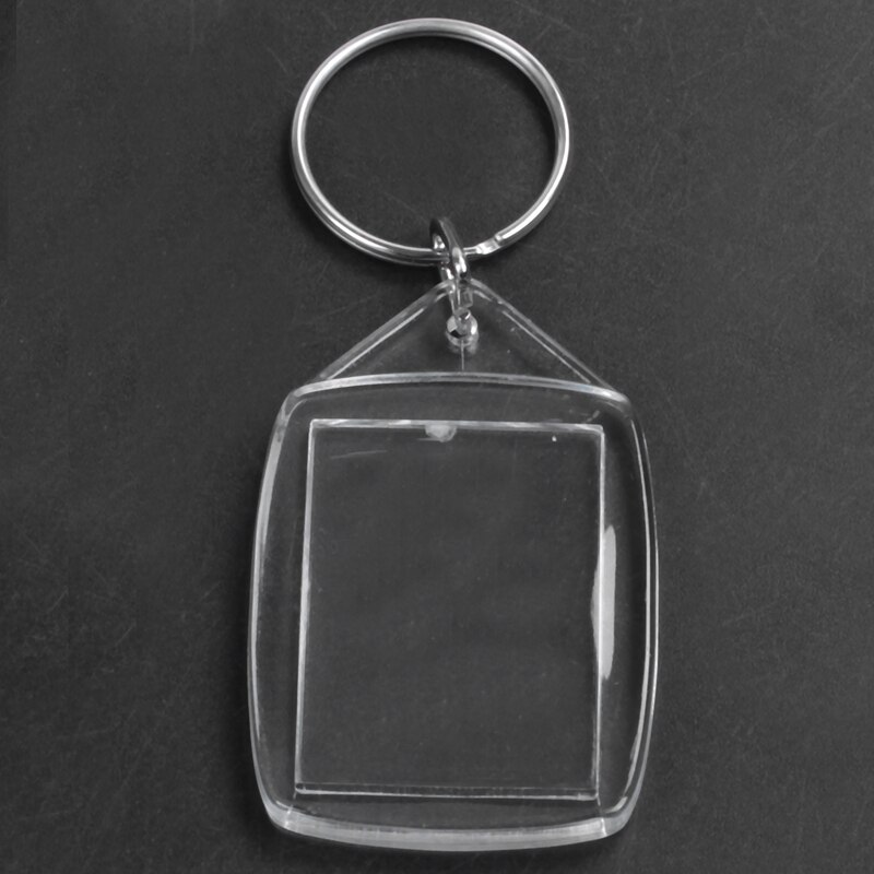 50x Clear Acrylic Plastic Blank Keyrings Insert Passport Photo Keychain Keyfob