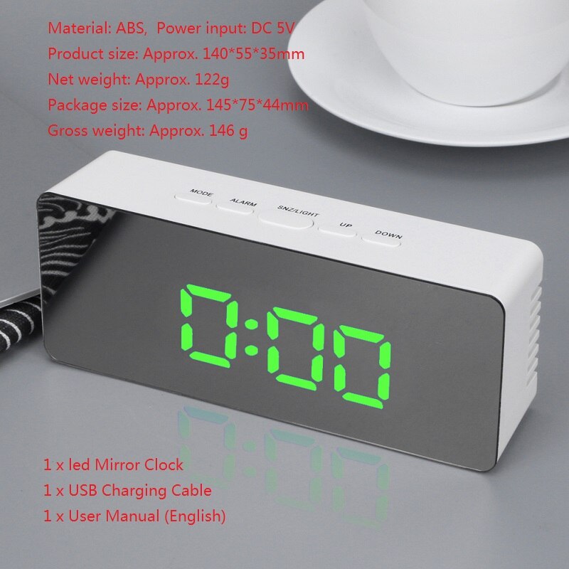 Horloge numérique et électronique | Horloge de Table, luminosité réglable, tendance, horloge murale suspendue, avec câble USB