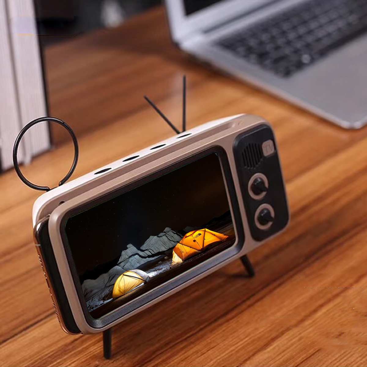 JOYLOVE 3 In 1 Wireless TV Portable Bluetooth Bass Speaker Mobile Phone Holder Stand Speaker Retro Photo Frame