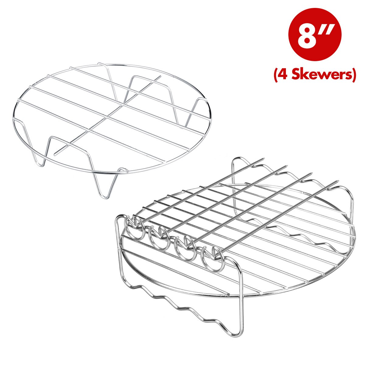 7/8/9 Inch Lucht Friteuse Accessoires Vervanging Bakken Lade Houder Spiesjes Thuis Roestvrij Staal Bbq Rack Dubbeldeks barbecue Gereedschap