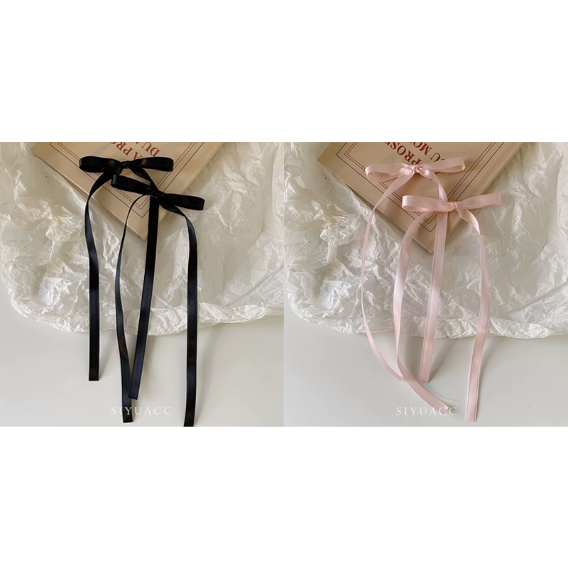 Pinzas para el cabello con lazos trenzados, cintas, coletas dobles, gorros ultra bonitos, horquillas largas dulces de estilo coreano a la , 2 uds.: Champán