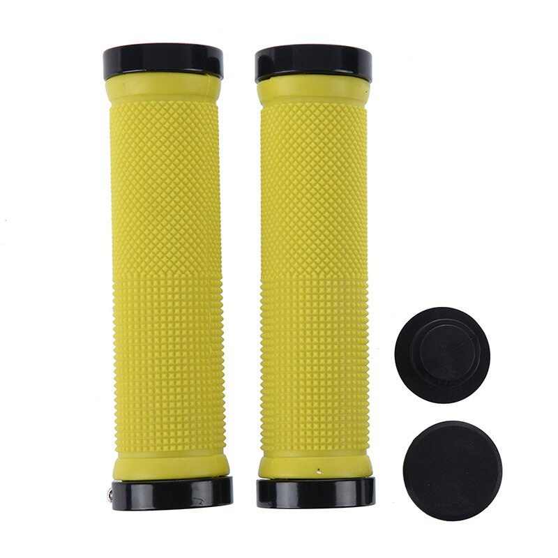 Double Road Mountain MTB BMx Bike Cycle Bicycle Lock on Locking Handlebar Grips - Yellow