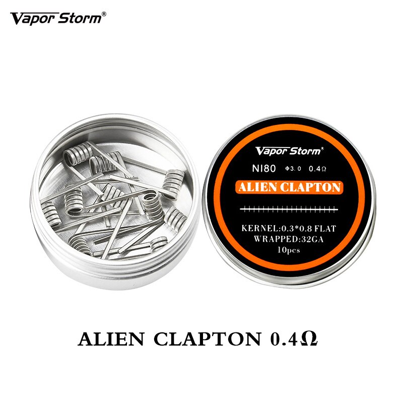 2 boxen NI80 Nichrome Hohe Dichte Außerirdischer V2 Verschmolzen Clapton Vorgefertigte Heizung Spule Elektronische Zigarette Spiralen RDA RTA RDTA Spule: 10x Außerirdischer Clapton