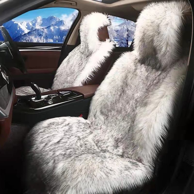 Auto Bekleding Faux Fur Front Auto Zetels Protector Kussen Winter Universele Pluche Covers Past Meest Auto, Vrachtwagen, suv, Of Van