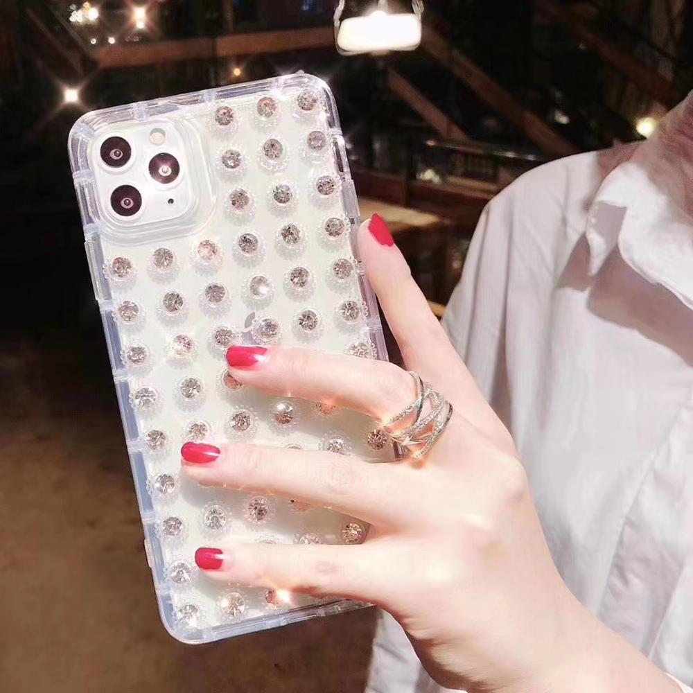 Luxury 3D Diamond Case for iPhone 13/12/11 ProMAX XR XS Transparent Soft Fundas for iPhone SE2 8 7 6 Plus Bling Rhinestone Cover