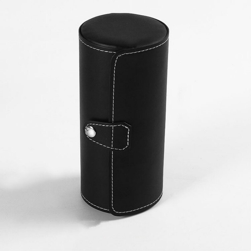 Luksus ur display boks taske rulle 3 slot armbåndsur halskæde armbånd smykker pu læder æske opbevaring rejsetaske: Sort