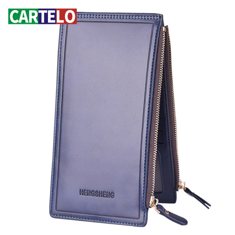 Cartelo kortholder damer lang pung forretning tegnebog mænd og kvinder lynlås tegnebog par mobiltelefon taske