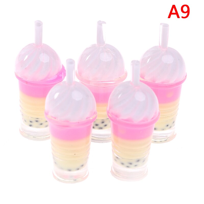 5pcs 1/12 Miniature Dollhouse Tè della Bolla Modello Ice-cream Bevande Al Latte Perla Tè Cibo Bambola Giocattolo Accessori: 9