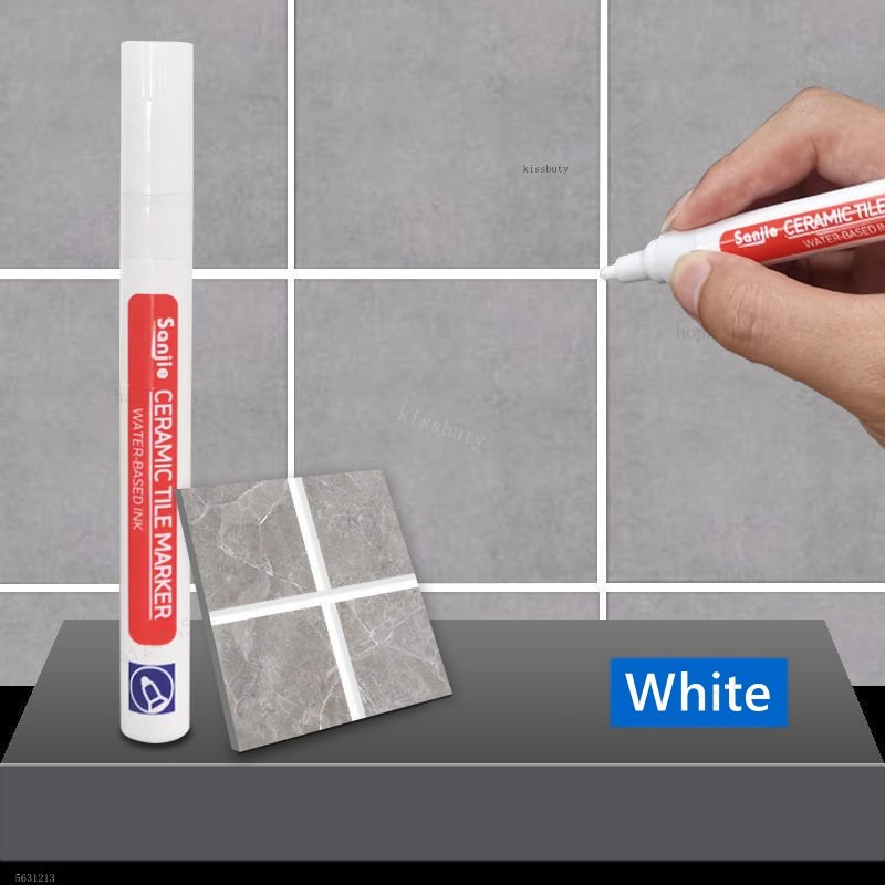 12-farbiger weißer wasserdichter Fugenmörtel-Fliesenmarker, Fugenmörtel-Stift, Wandnahtstift für Fliesen, Boden, Badezimmer, Dekontamination, Nahtreparaturwerkzeuge: Weiß