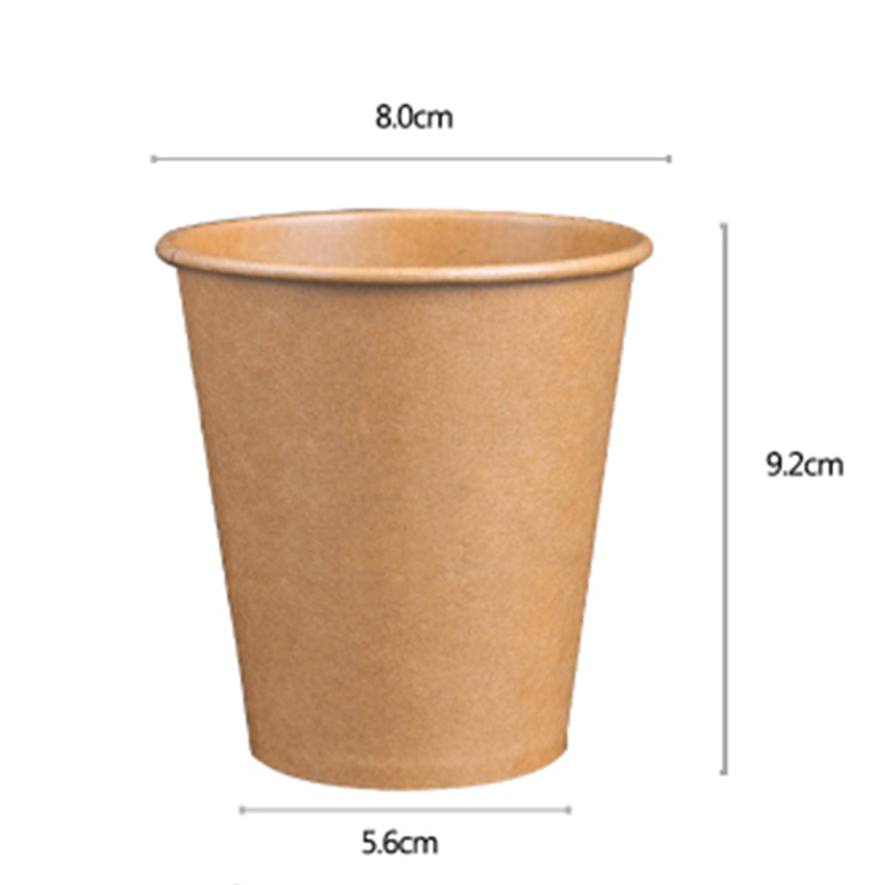 100Pcs Papier Koffiekopje Wegwerp Papier Cup Met Deksel Cover Eco Vriendelijke Thee Cups Party Drinken Accessoires Hout Kleur cups: 240ml no lid