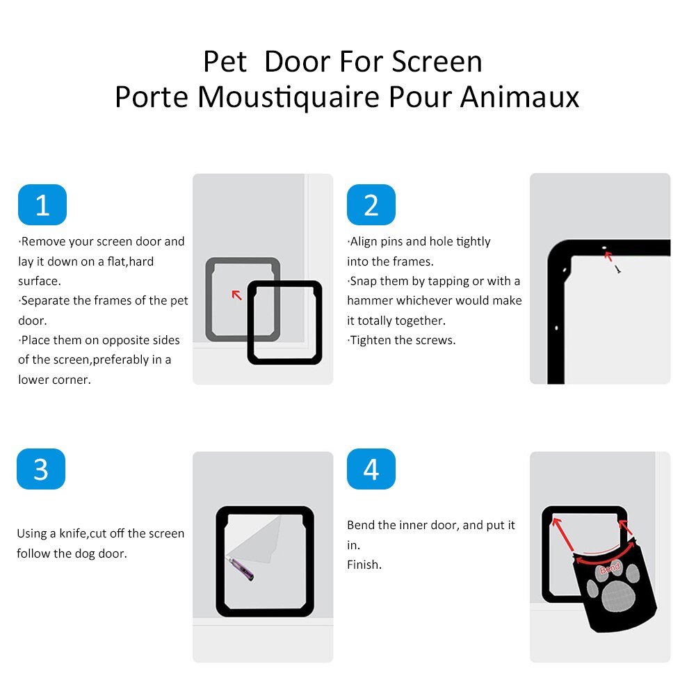 Pet Dog Cat Door Multifunction Magnetic Automatic Lock Pet Door Innovative Gauze Window Door For Dogs Cats
