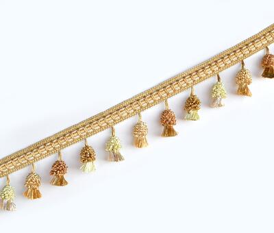 Borla de flecos de algodón de 1 metro y 7cm, cinta decorativa para borde de encaje, costura artesanal, cortina de ropa bordada, adornos de apliques: 1